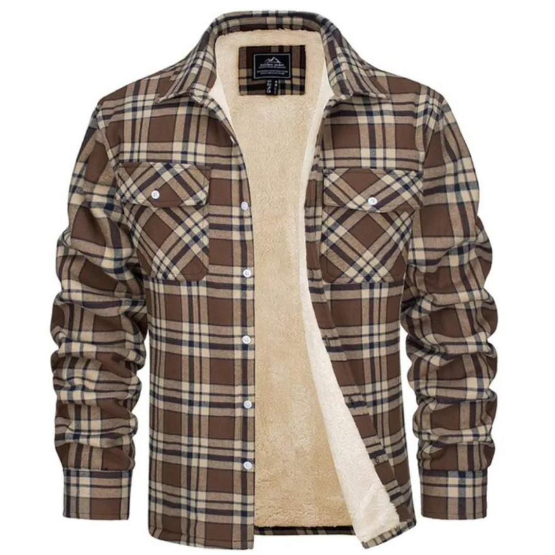 Veste en Flanelle Homme Hiver Rouge et Noir à Carreaux