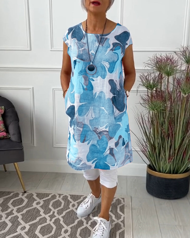Robe Femme Fluide Imprimée Coupe Décontractée Estivale