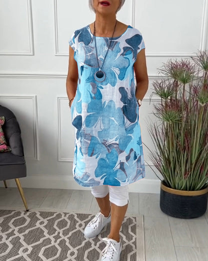 Robe Femme Fluide Imprimée Coupe Décontractée Estivale