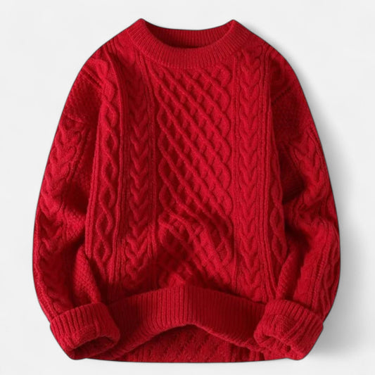 Pull en Laine Rouge Homme Col Rond - PanierRoyale
