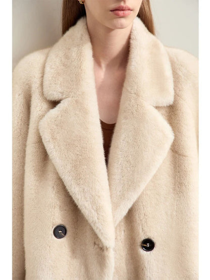 Manteau Hiver Beige en Laine Double Face