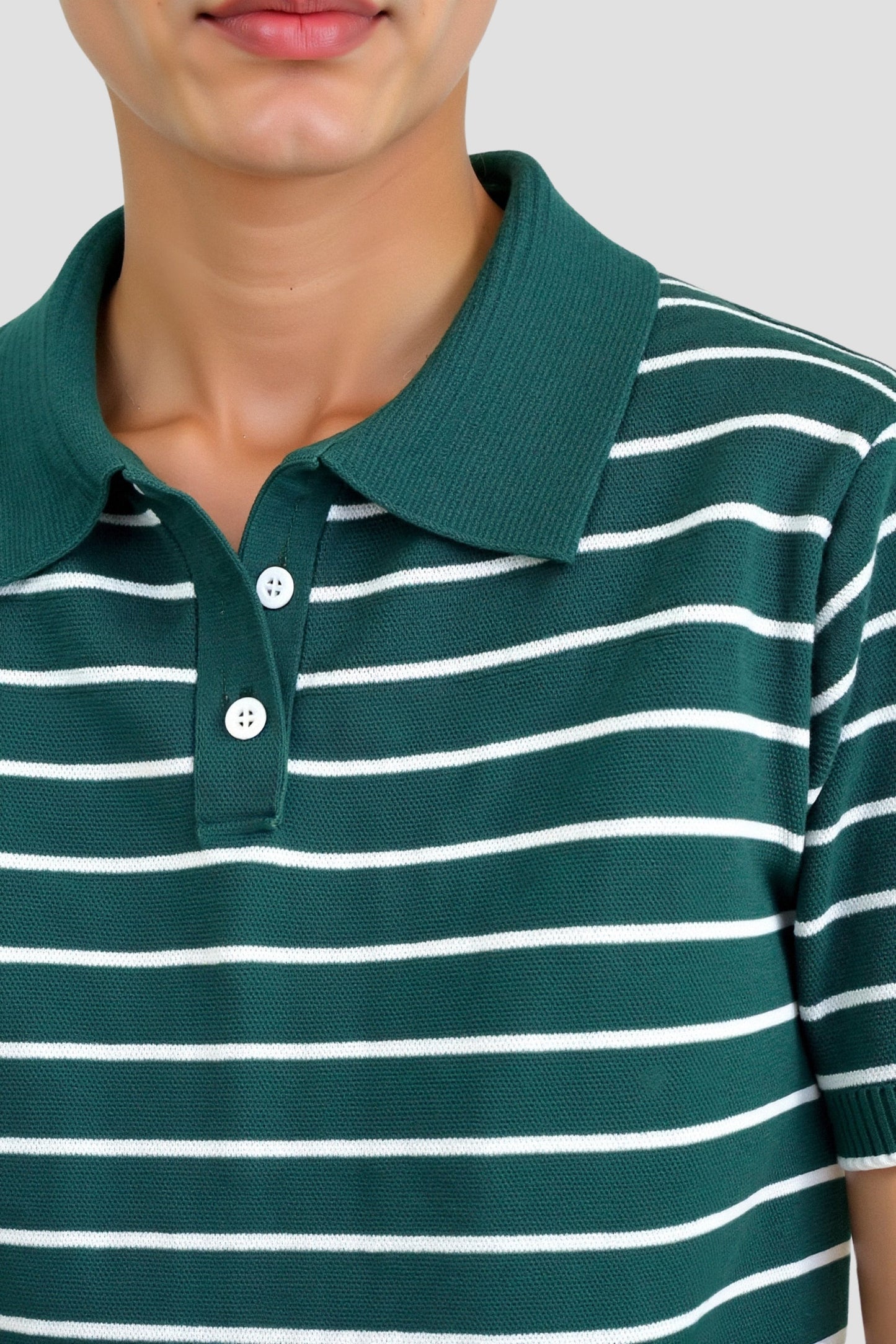 Polo Rayé Vert Foncé Homme