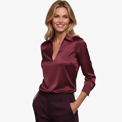 Blouse femme élégante en satin brillant