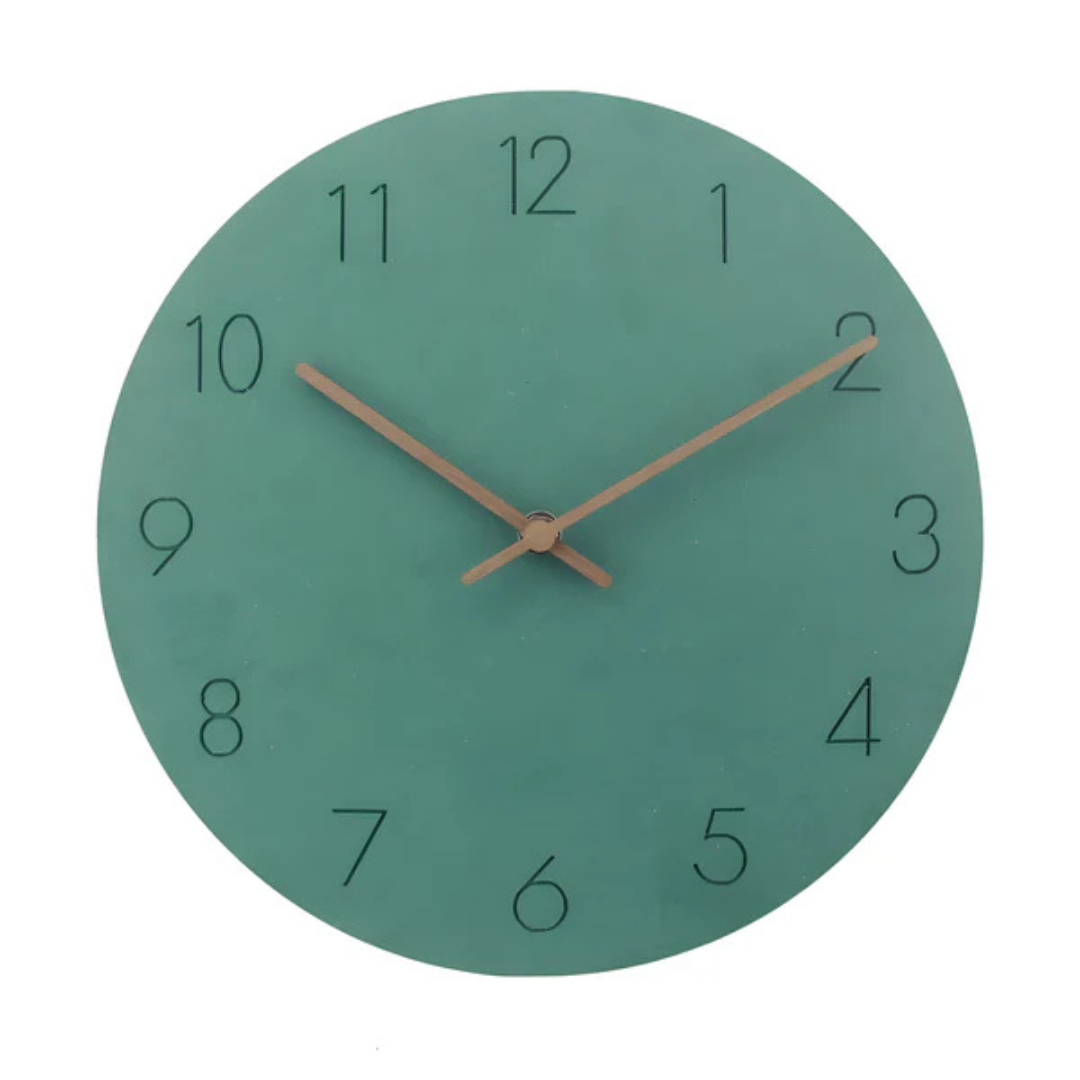 Horloge Murale en Bois avec Chiffres Blancs Moderne