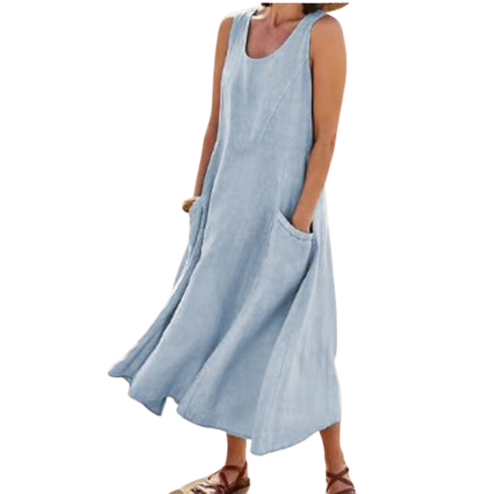 Robe Décontractée Été sans Manches avec Poches