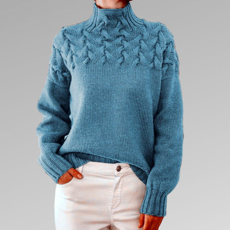 Pull Femme Laine Mérinos Brun Col Rond Élégant