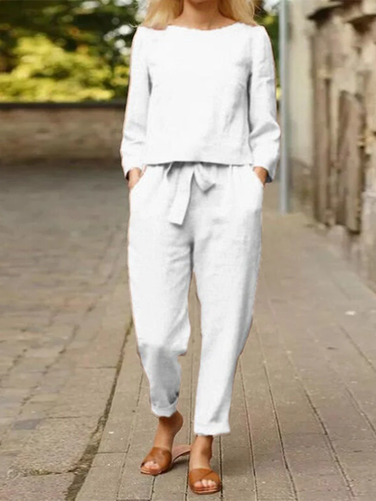 Ensemble Décontracté Femme Haut Manches Longues et Pantalon Taille Élastique