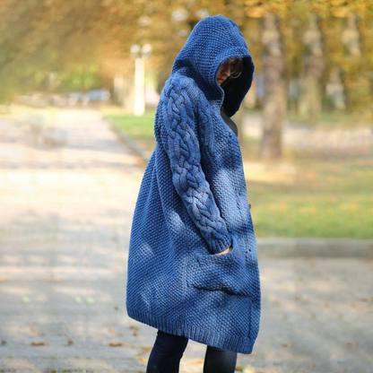 Cardigan Femme Long à Capuche Élégant