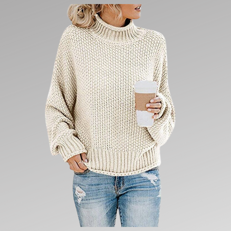 Pull Femme Tricoté Coloré Col Roulé Élégant