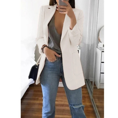 Veste Femelle Bleu Clair Détendue à Manches Longues