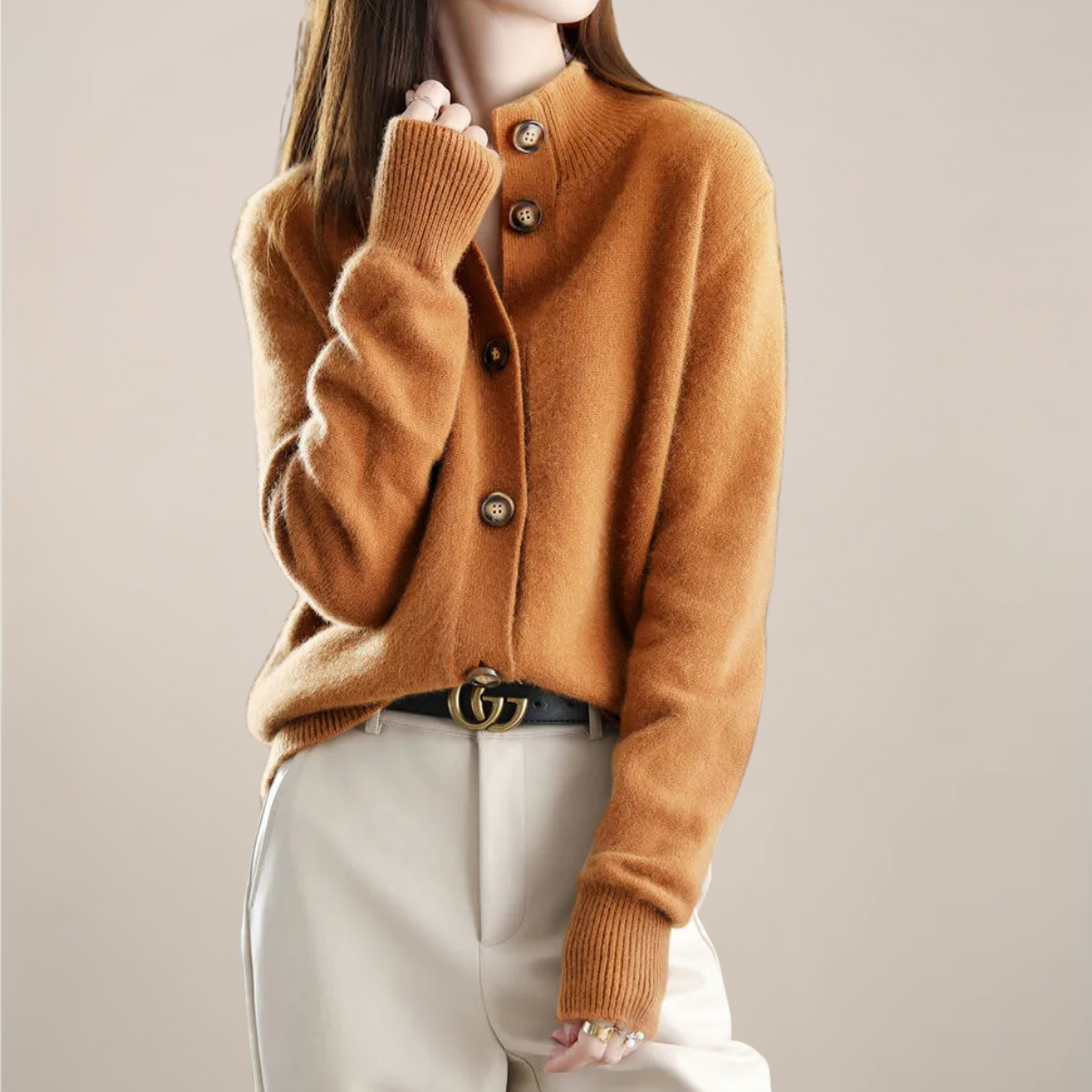 Cardigan Femme Printemps Décontracté avec Col et Boutons
