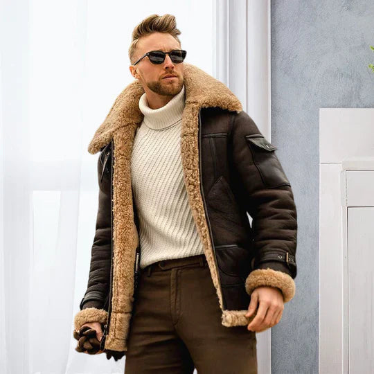 Veste Cuir Hiver Homme Élégante et Doublure Polaire