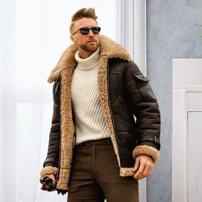 Veste Cuir Hiver Homme Élégante et Doublure Polaire