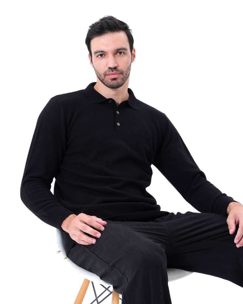 Pull Cashmere Homme Col Polo Élégant