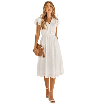 Robe Été Sans Manches Col V Décolleté Taille Haute - PanierRoyale