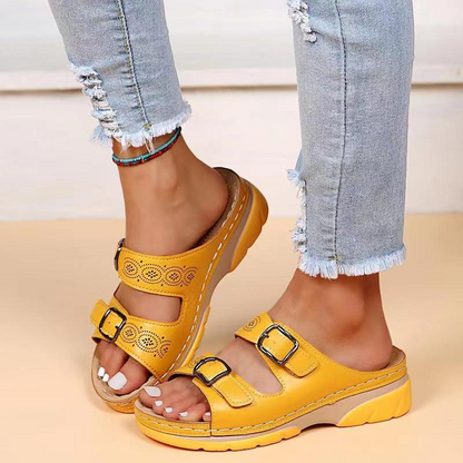 Sandales Femme Confort Semelle Ergonomique Double Bride Réglable
