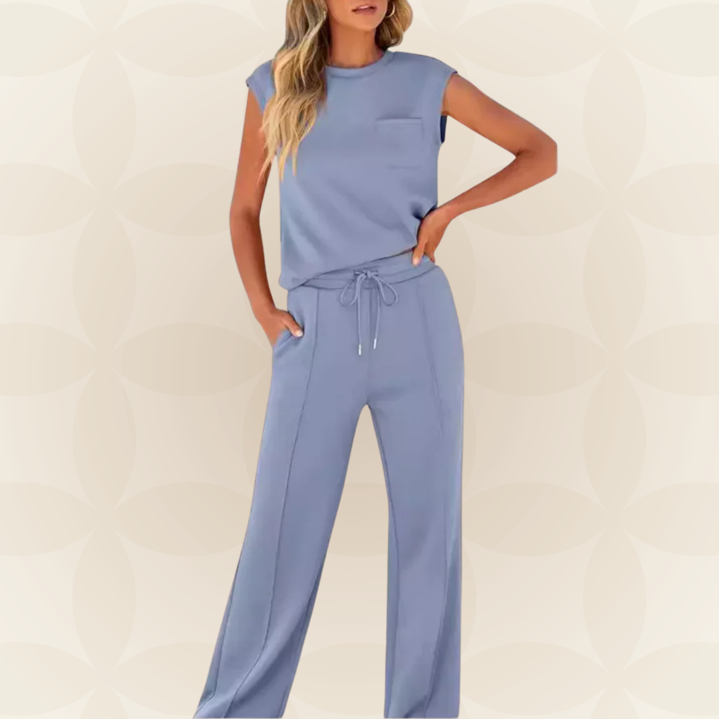 Ensemble Femme Sans Manches et Pantalon Large Fluide