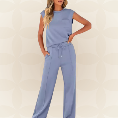 Ensemble Femme Sans Manches et Pantalon Large Fluide