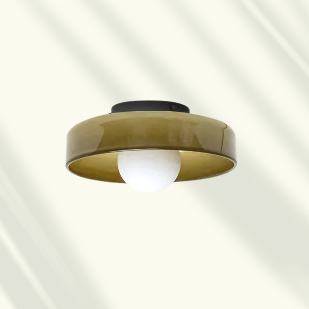 Lampe Plafond Élégante Rose avec Abat-Jour Verre Clair
