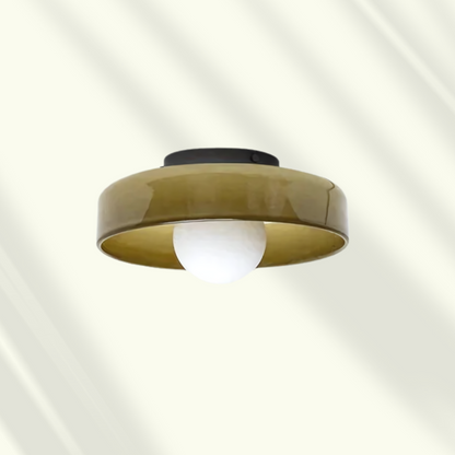 Lampe Plafond Élégante Rose avec Abat-Jour Verre Clair