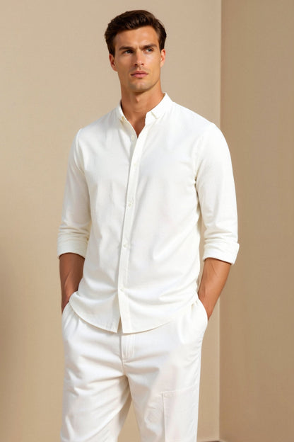 Chemise à Col Montant Blanc Classique