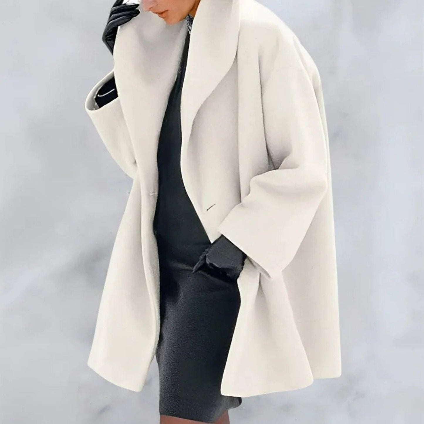 Manteau Femme Noir Élégant Col V