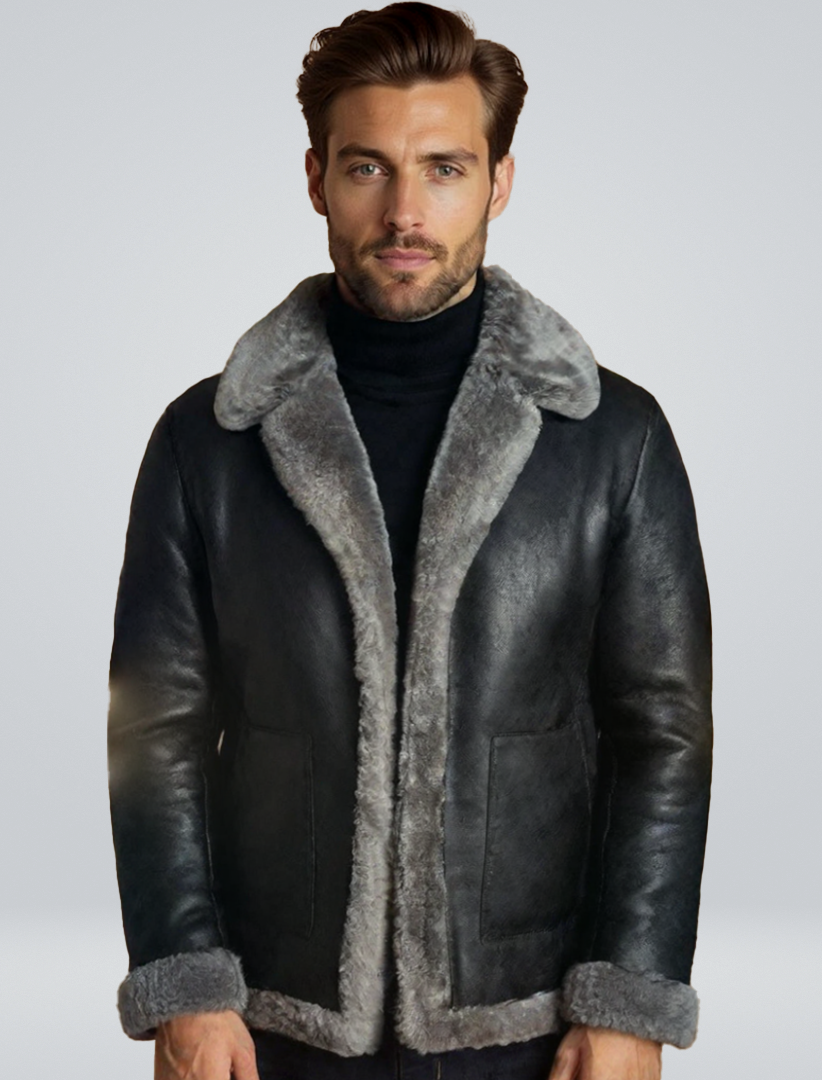 Blouson Cuir Épais et Doux en Mouton Shearling - BerlinGlamour