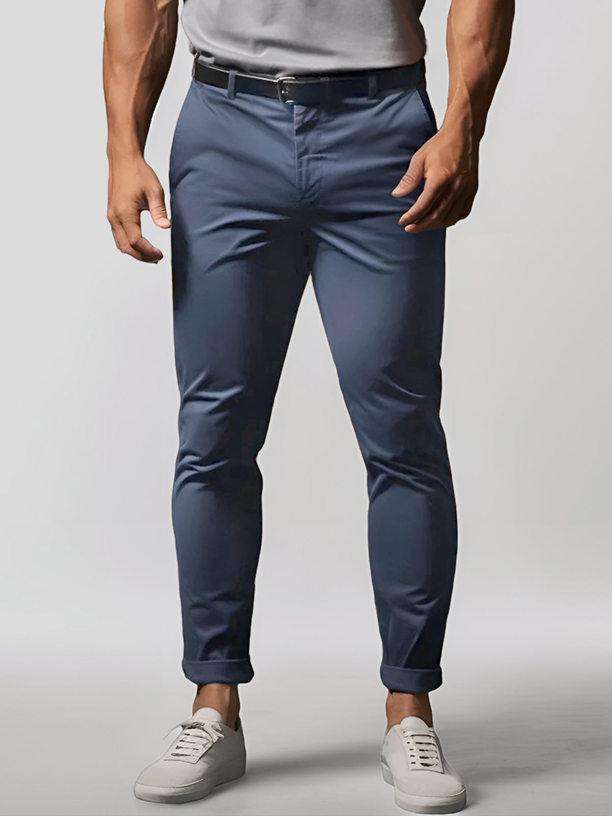 Pantalon Chino Homme Élastique et Léger en Coton Mélangé
