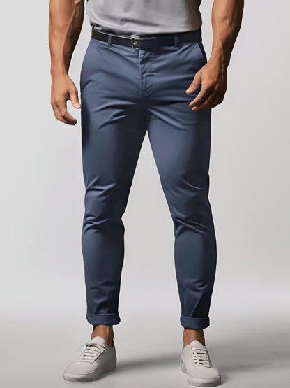Pantalon Chino Homme Élastique et Léger en Coton Mélangé