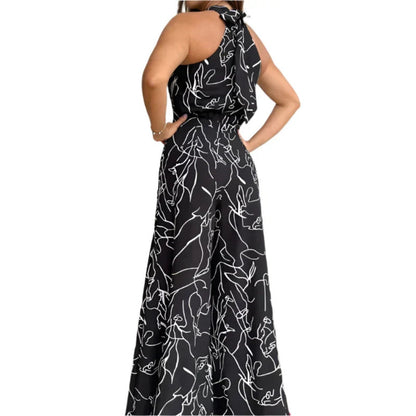 Robe Combinaison Col Rond Imprimé Fleuri Élégante