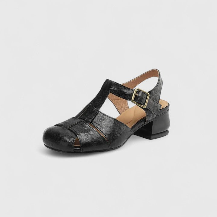 Sandales Femmes Vintage à Bout Ouvert et Talon Bloc