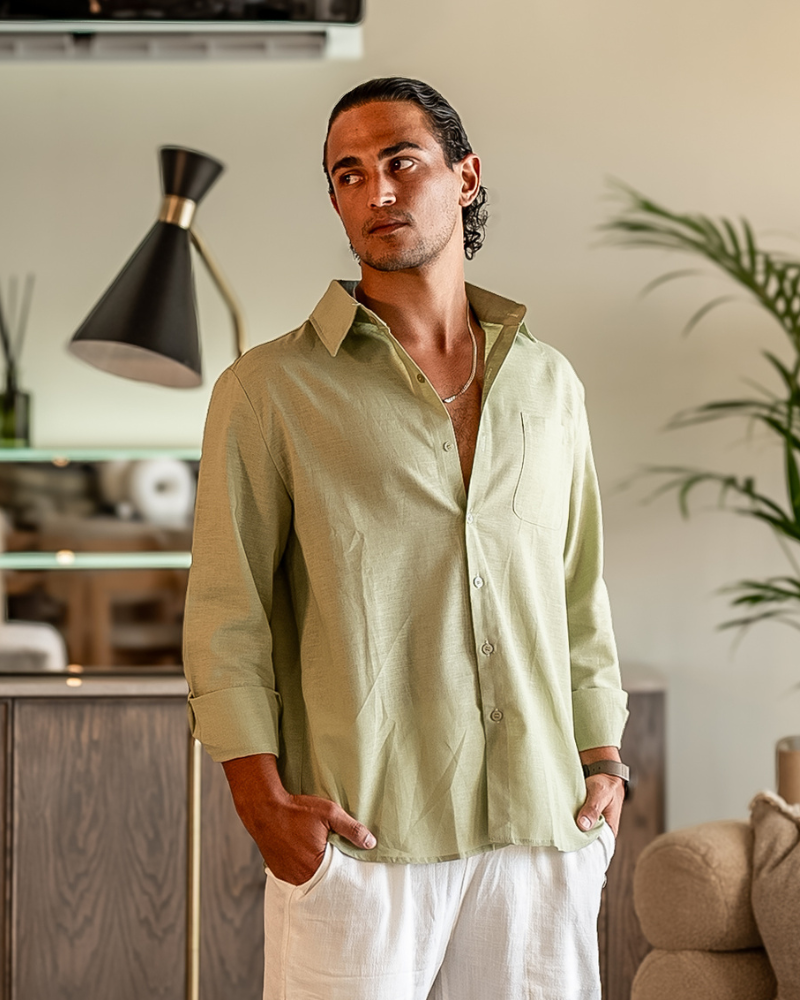Chemise Homme Léger Lin Coton Été
