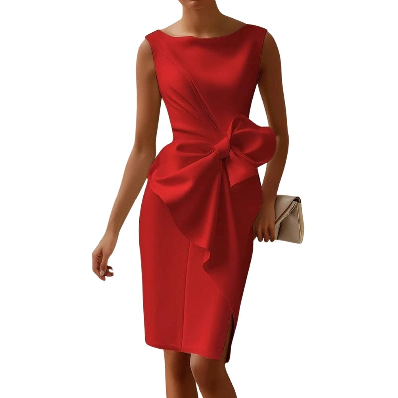 Robe Élégante Courte sans Manches en Découpe