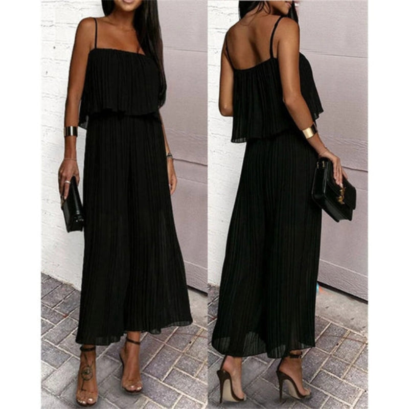 Robe de Soirée Plissée Élégante avec Bretelles Réglables