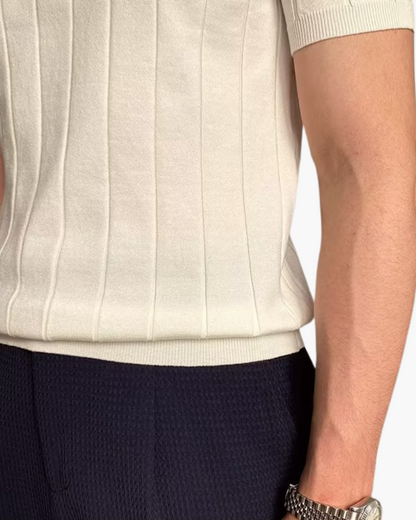 Chemise Poloshirt Homme Slim Fit à Rayures pour Bureau