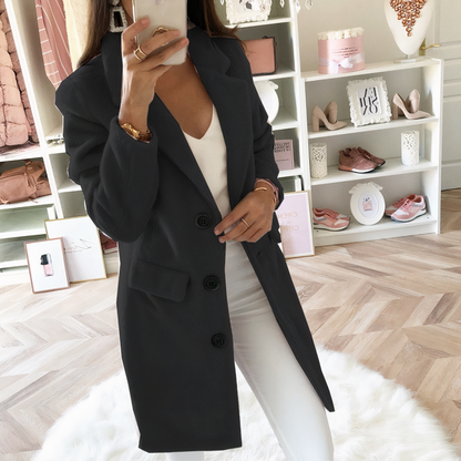 Manteau Femme Long Noir Chic en Hiver