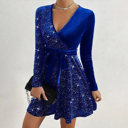 Robe Femme Élégante à Manches Longues Noir - PanierRoyale