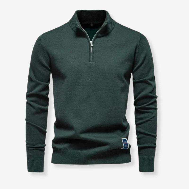 Pull Homme Col Zippé Manches Longues Chic