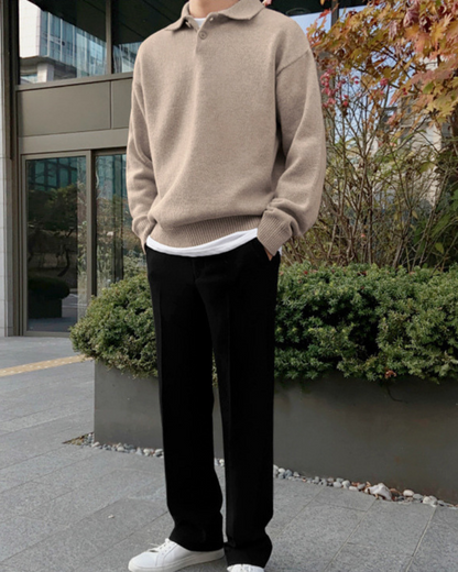 Pull Homme en Laine Chaud avec Col Polo