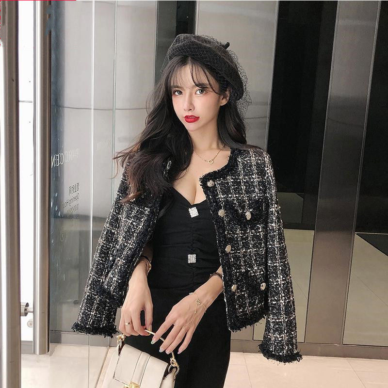 Veste Tweed Classique avec Boutons en Cuir - PanierRoyale