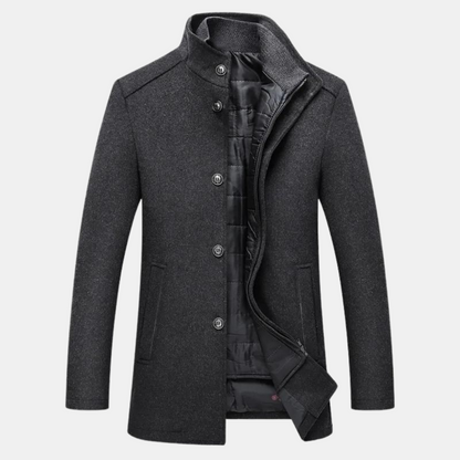 Manteau Homme Hiver au Col Montant en Laine