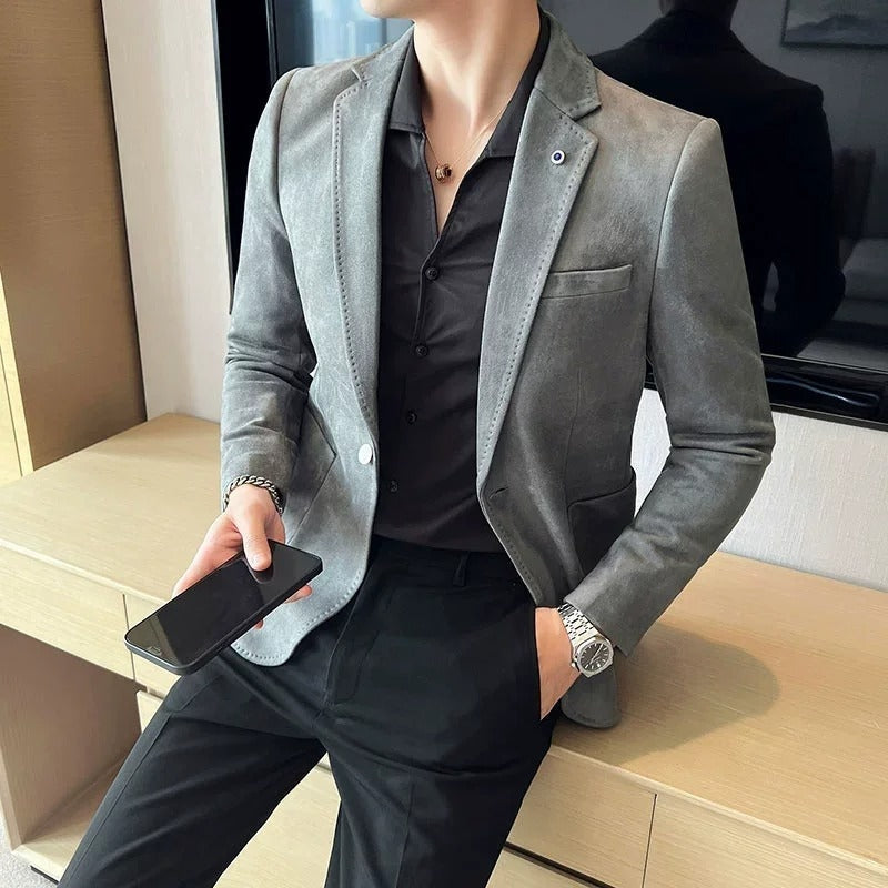 Blazer Homme Élégant Manches Longues Noir