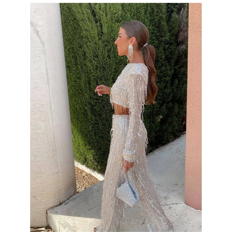 Robe Femme Chic Courte avec Pantalon Étroit