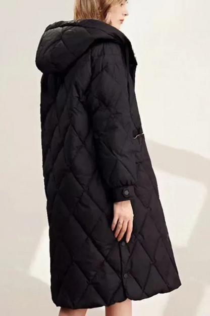 Manteau femme long à capuche avec doublure chauffante