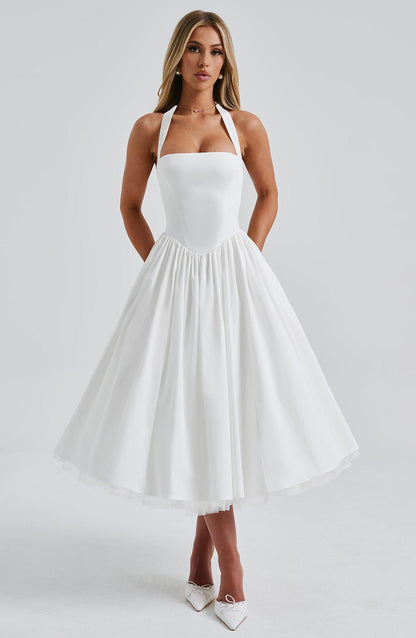 Robe de mariée invitée midi élégante pour femmes
