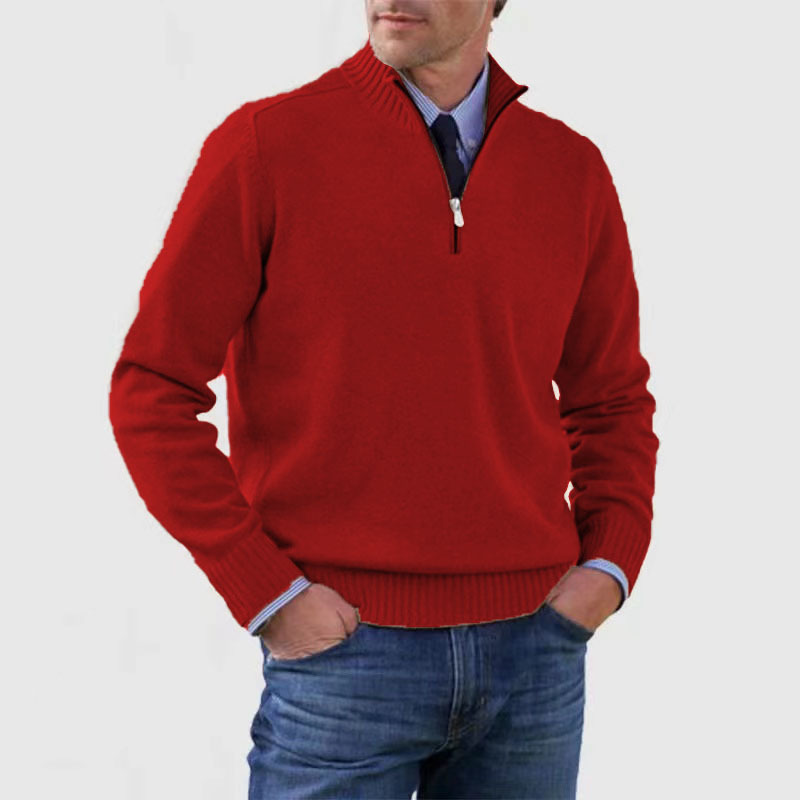 Pull Homme Rouge Bordeaux en Laine Douce - PanierRoyale