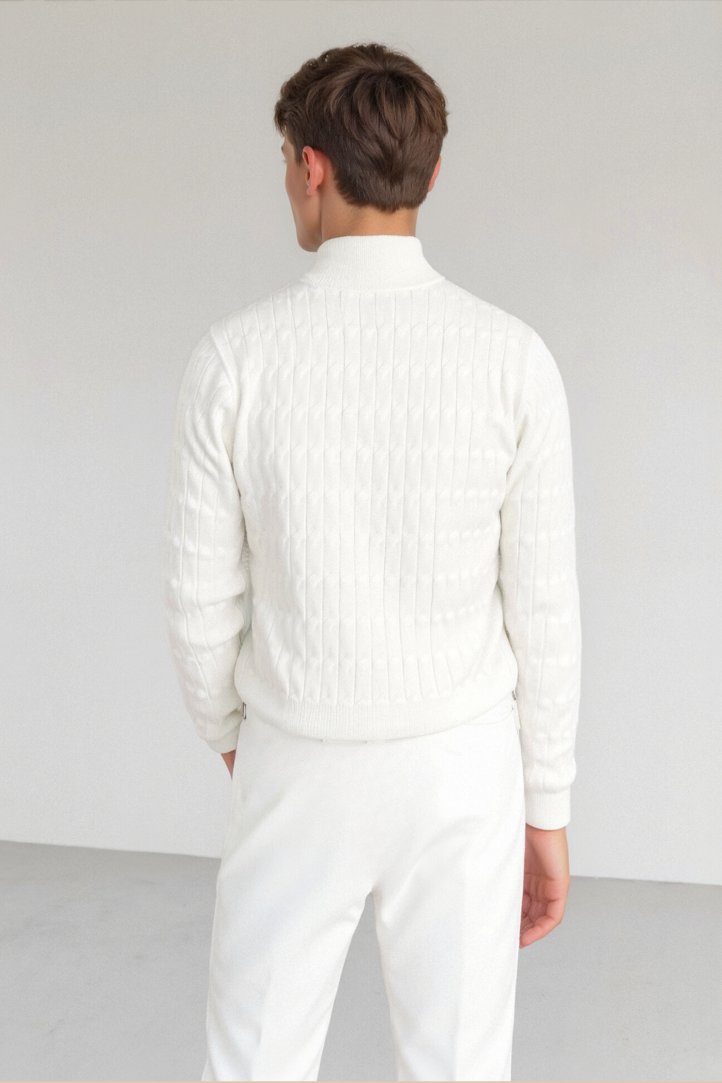 Pull-over Col Rond zippé Élégant et Chaud pour Hiver