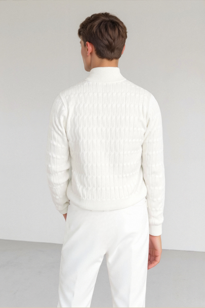 Pull-over Col Rond zippé Élégant et Chaud pour Hiver