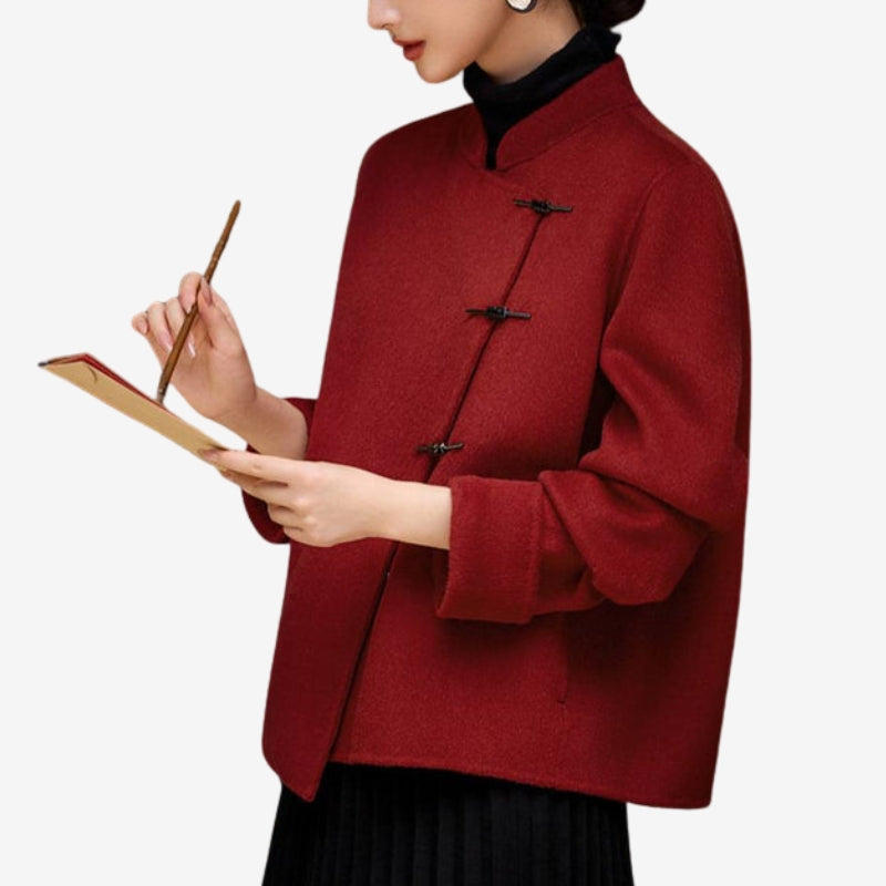 Veste Femme Hiver Longues Manches Col Montant Boutonnée - PanierRoyale