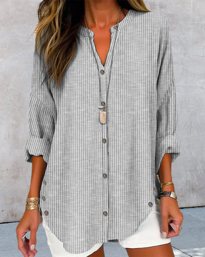 Chemise Rayée pour Femme Élégante à Boutons